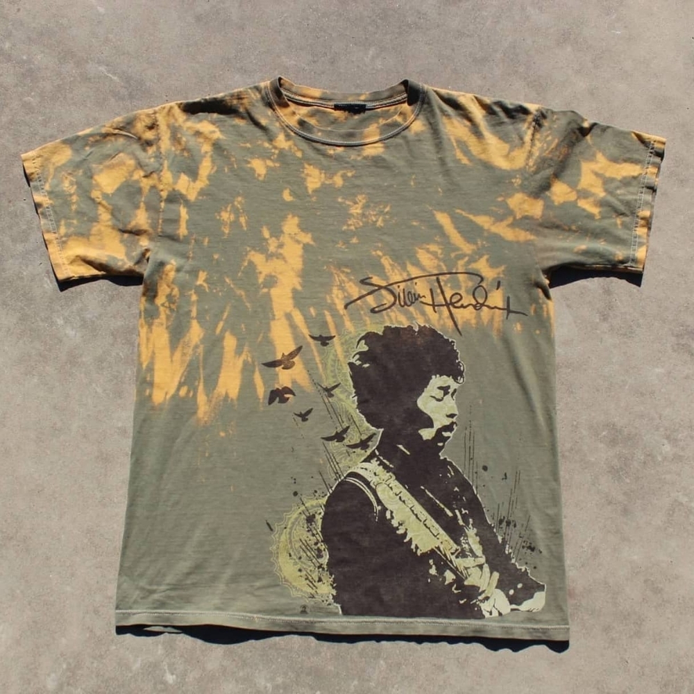 Jimi Hendrix one of a kind reverse dyed t shirt.